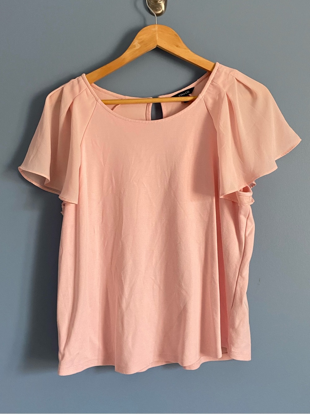 RW&CO. Pink Flutter Sleeve Blouse